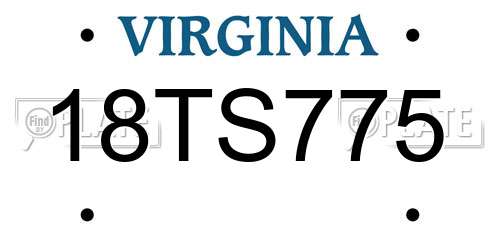 18TS775 Virginia License Plate