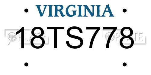 18TS778 Virginia License Plate