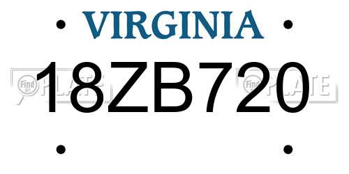 18ZB720 Virginia License Plate