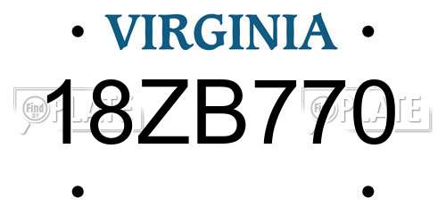 18ZB770 Virginia License Plate