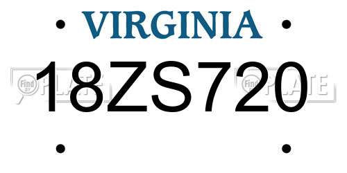 18ZS720 Virginia License Plate