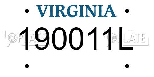 190011L Virginia License Plate