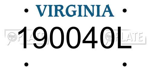 190040L Virginia License Plate