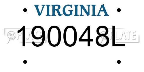 190048L Virginia License Plate