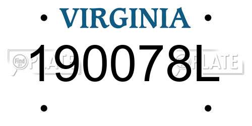 190078L Virginia License Plate