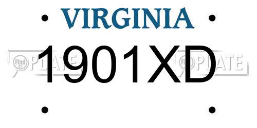 1901XD Virginia License Plate