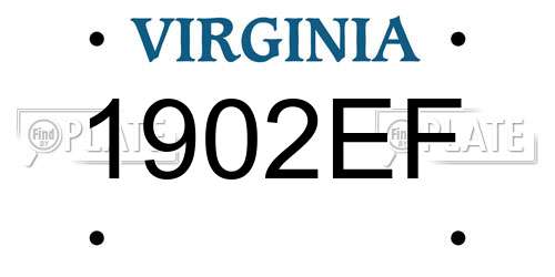 1902EF Virginia License Plate
