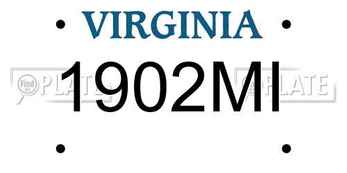 1902MI Virginia License Plate