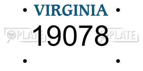 19078 Virginia License Plate