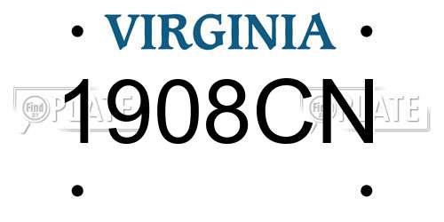 1908CN Virginia License Plate