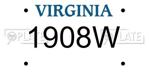 1908W Virginia License Plate