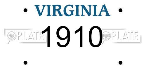 1910 Virginia License Plate