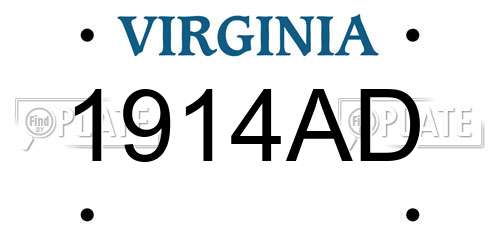 1914AD Virginia License Plate