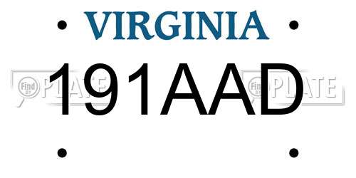 191AAD Virginia License Plate