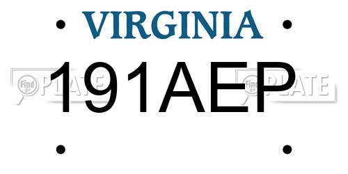 191AEP Virginia License Plate