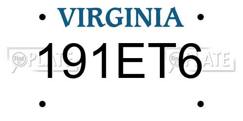 191ET6 Virginia License Plate