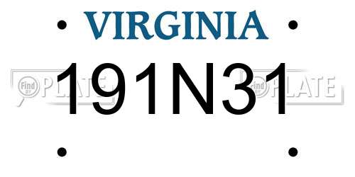 191N31 Virginia License Plate
