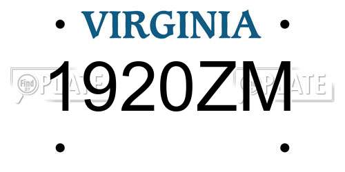 1920ZM Virginia License Plate