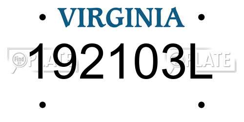 192103L Virginia License Plate