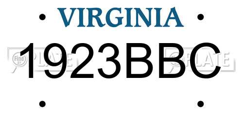 1923BBC Virginia License Plate