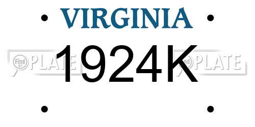 1924K Virginia License Plate