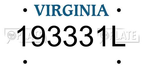 193331L Virginia License Plate