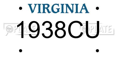1938CU Virginia License Plate