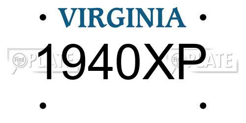1940XP Virginia License Plate