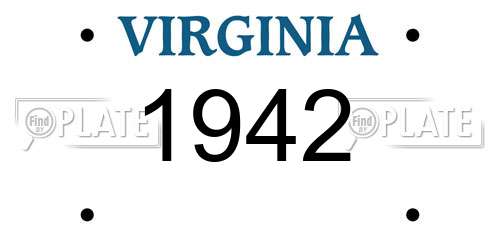 1942 Virginia License Plate