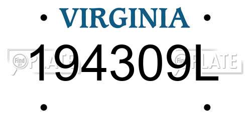 194309L Virginia License Plate