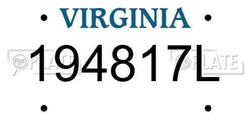 194817L Virginia License Plate