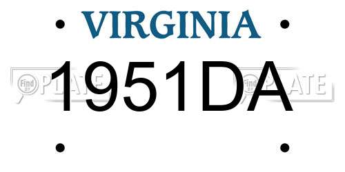 1951DA Virginia License Plate