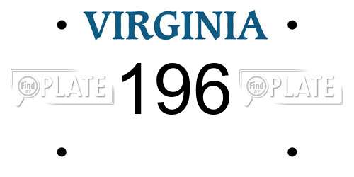 196 Virginia License Plate
