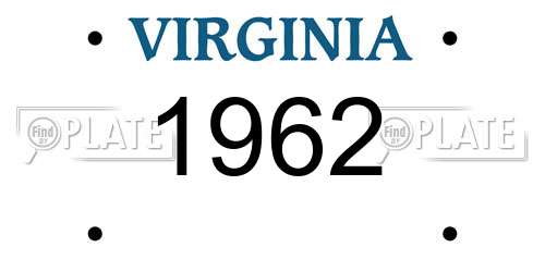 1962 Virginia License Plate