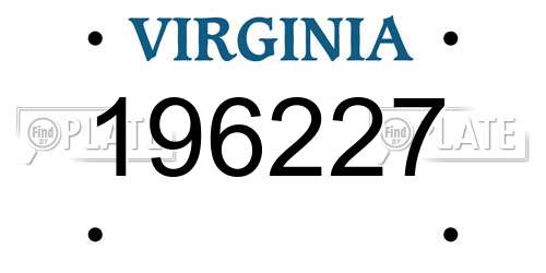 196227 Virginia License Plate