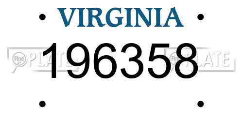 196358 Virginia License Plate