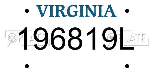 196819L Virginia License Plate