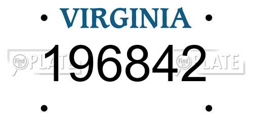 196842 Virginia License Plate