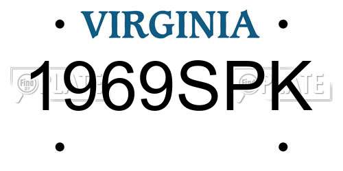 1969SPK Virginia License Plate