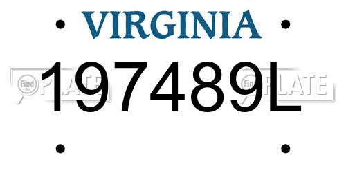 197489L Virginia License Plate