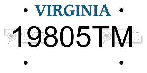 19805TM Virginia License Plate