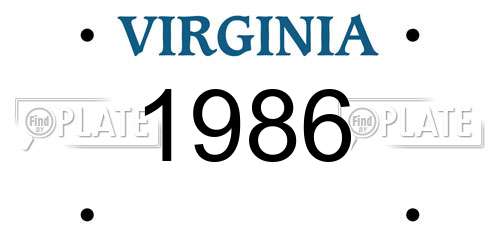 1986 Virginia License Plate