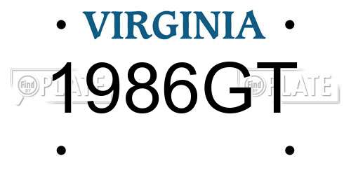1986GT Virginia License Plate