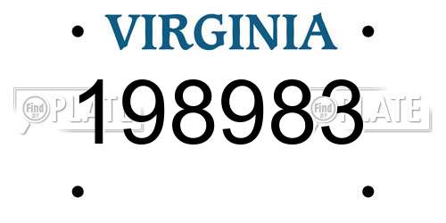 198983 Virginia License Plate