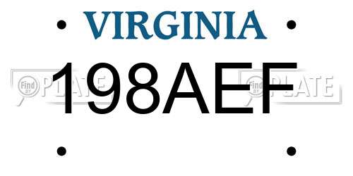 198AEF Virginia License Plate