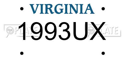 1993UX Virginia License Plate