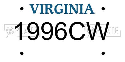 1996CW Virginia License Plate