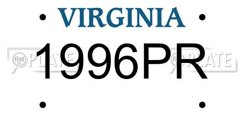 1996PR Virginia License Plate