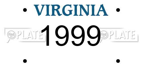 1999 Virginia License Plate