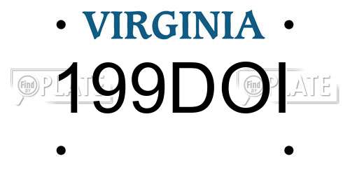 199DOI Virginia License Plate